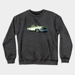 1980 Chevrolet C10 pickup in green and white Crewneck Sweatshirt